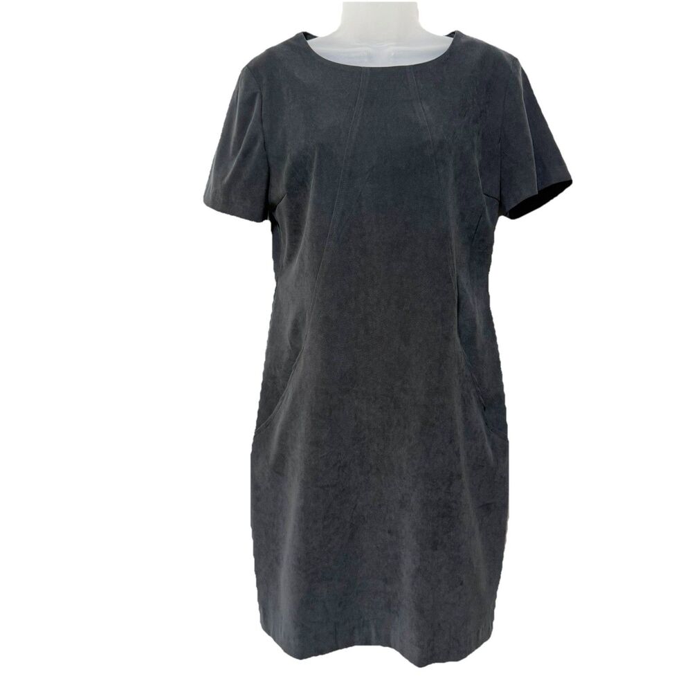 K.C. Spencer Gray Faux Suede Short Sleeve Sheath Dress Size 6 Work Career
